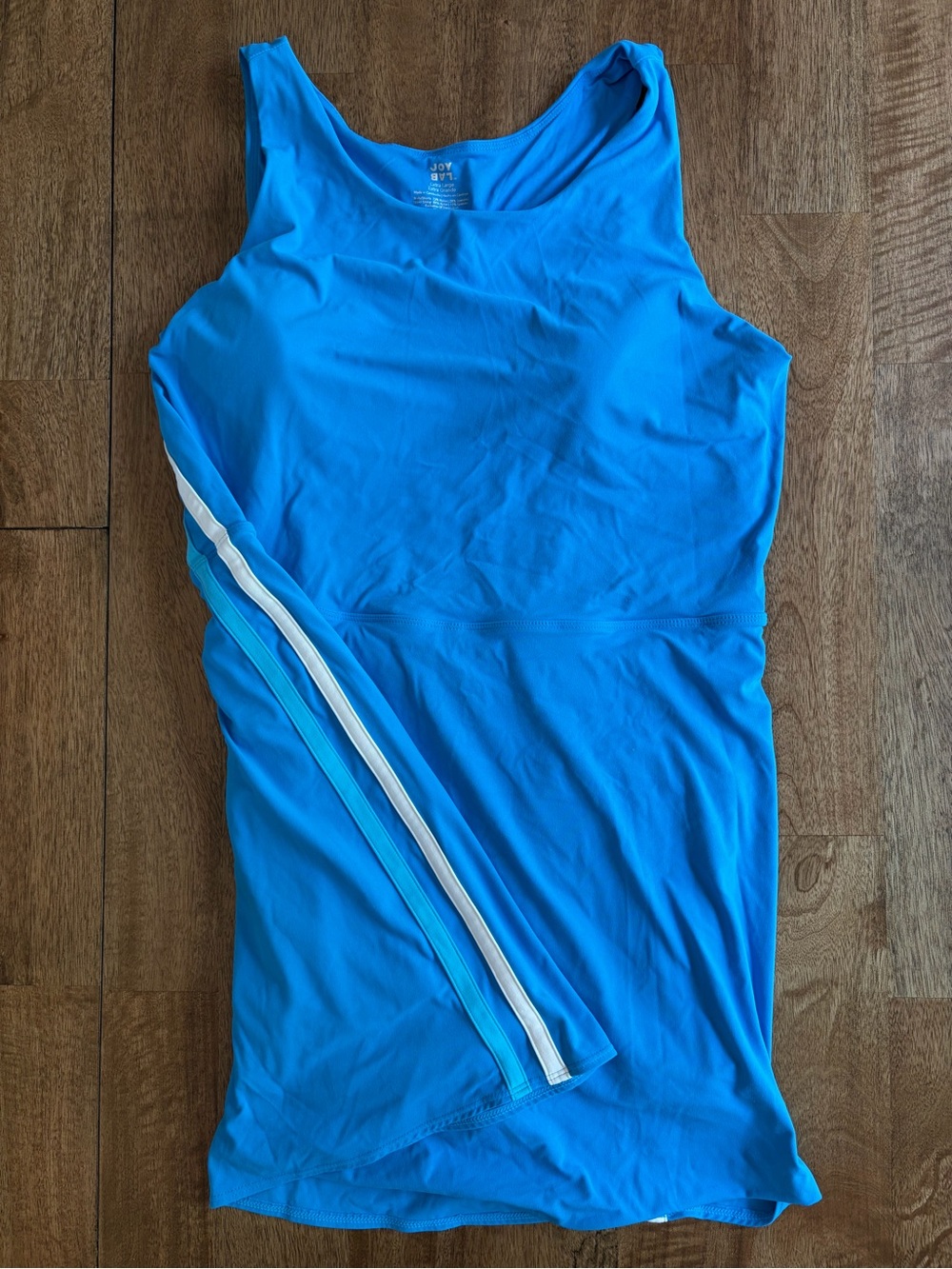 JoyLab Bright Blue Tank Dress with White and Light Blue Side Stripes